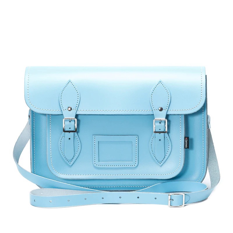 Zatchels Baby Blue Satchel Leather Crossbody Bag Xl